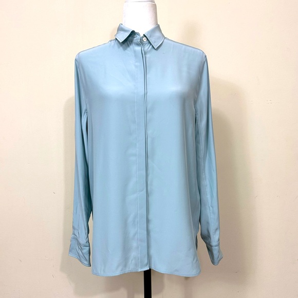 EUC FLAWLESS rag & bone Pure Silk Hidden Buttons Up Long Sleeves Shirt Top S/M - Picture 3 of 15